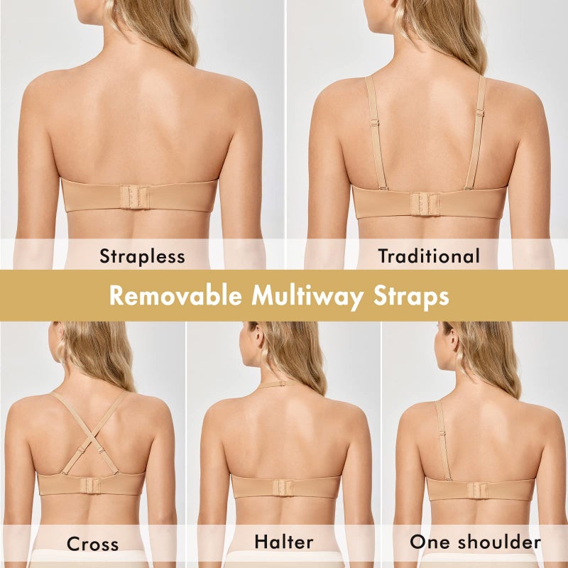 DELIMIRA Women's Strapless Bra Minimizer Seamless Underwire Unlined Bandeau for Big Bust Taupe Tan 36C - Image 2